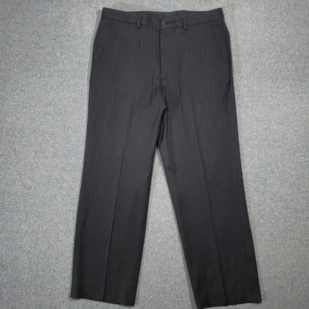 Armani Collezioni Dress Pants Mens 34 Charcoal Pinstripe Wool Viscose‎ Trousers